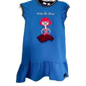Mon Doux Monde girls blue “Viva La Diva” dress size 12